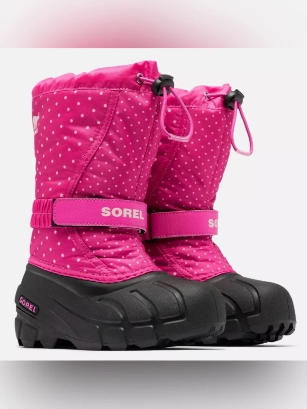 NEW Sorel Flurry Pink Polka Dot Snow Boots Size 7 Youth Girls / Womens 9
